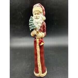 Vintage Slim Santa Claus Figurine Folk Art Christmas Resin Decor 5.5 Inch